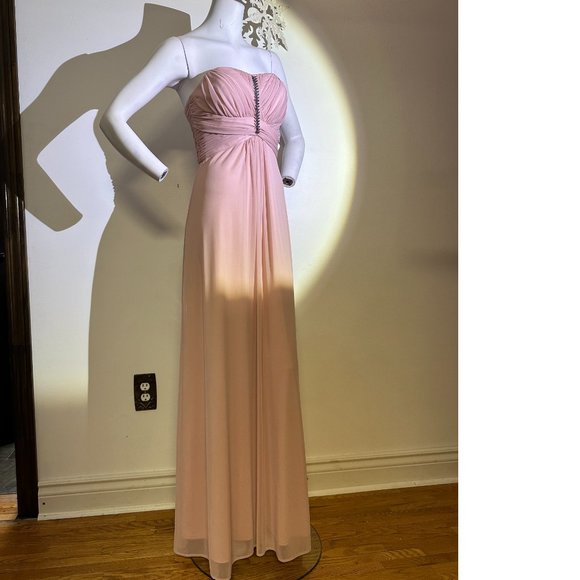 Le Chateau Dusty Rose Blush Pink Wedding Asymmetrical Gown Maxi Dress NWT - Picture 5 of 5